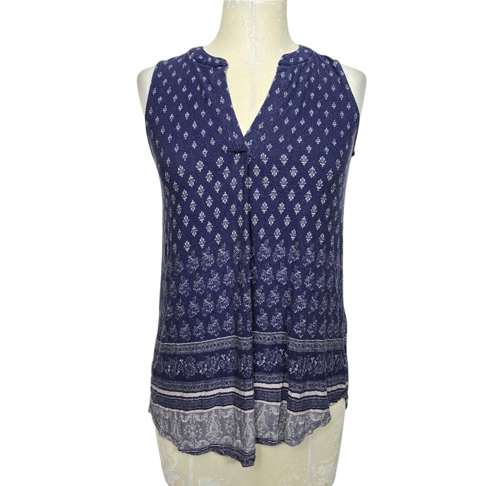 Olive + Oak Split V Neck Floral Print Tank Top XS